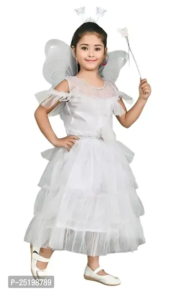 Zenat Girls Kids Net Regular Fit Knee Length Sweet Angel Frock Dress (White_9-10 Years)-thumb4