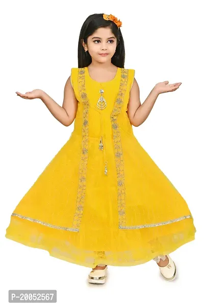 Stylish Fancy Designer Art Silk Frocks Dresses For Girls-thumb0