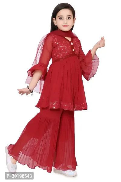 Stylish Red Georgette Salwar Suit Set For Girls-thumb5