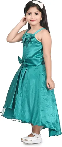 Zenat Girls Silk Blend Regular Fit Calf Length Casual Dress (Green_4-5 Years)-thumb3