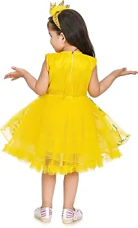 Zenat Girls Silk Blend Regular Fit Midi/Knee Length Casual Dress (Yellow_18-24 Months)-thumb1