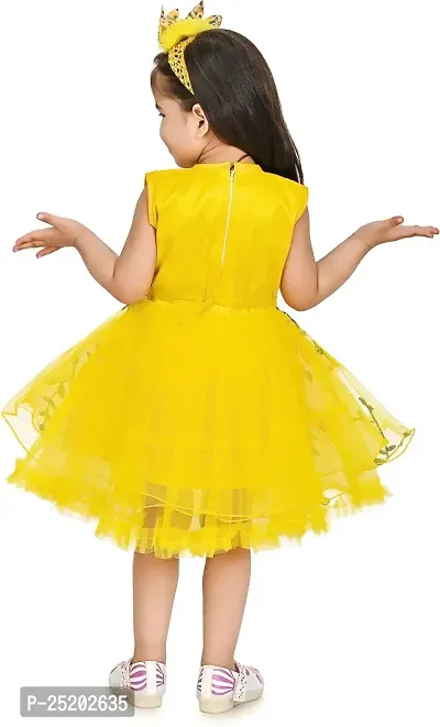 Zenat Girls Silk Blend Regular Fit Midi/Knee Length Casual Dress (Yellow_18-24 Months)-thumb2