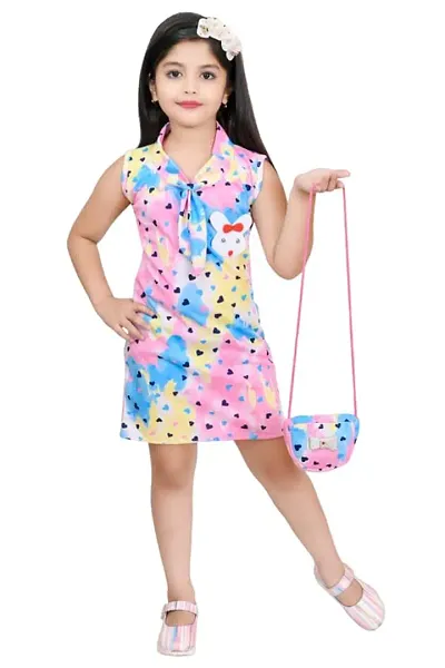 Zenat Girls Silk Blend Regular Fit Casual Dress_AK786