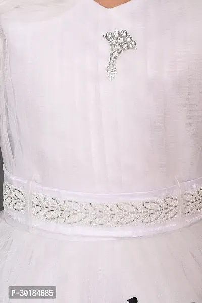 Fabulous White Net Fit And Flare Dress For Girls-thumb3