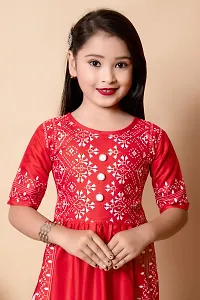 Alluring Red Viscose Rayon Embroidered Kurta With Palazzo For Girls-thumb2