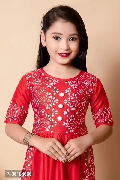 Alluring Red Viscose Rayon Embroidered Kurta With Palazzo For Girls-thumb3