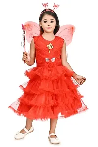 Zenat Girls Silk Blend Regular Fit Above Knee Length Daily Dress with Elegant Design (Red, 12-18 Months)_VI003-thumb3