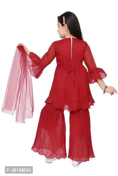 Stylish Red Georgette Salwar Suit Set For Girls-thumb2