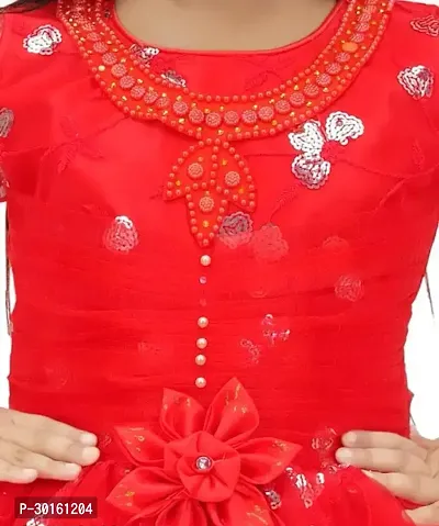 Elegant Red Net Self Pattern Dresses For Girls-thumb3