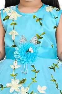 Zenat Girls Silk Blend Regular Fit Midi/Knee Length Casual Dress (Sky Blue_18-24 Months)-thumb2
