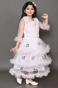 Fabulous White Net Fit And Flare Dress For Girls-thumb3