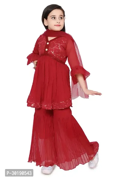 Stylish Red Georgette Salwar Suit Set For Girls-thumb3