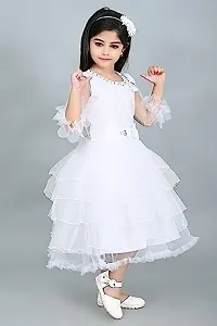 Zenat Girls Net Regular Fit Calf Length Casual Dress (White_3-4 Years) AK0044-W-3/4-thumb3