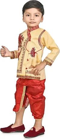 Zenat Boys Cotton Blend Regular Fit Embroidered Full Sleeve Dhoti  Kurta Set-thumb3