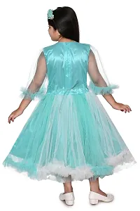 Fabulous Turquoise Net Fit And Flare Dress For Girls-thumb1