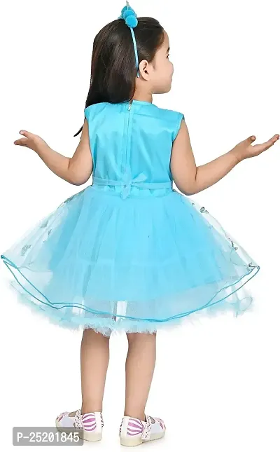 Zenat Girls Silk Blend Regular Fit Midi/Knee Length Casual Dress (Sky Blue_18-24 Months)-thumb2