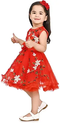 Zenat Girls Silk Blend Regular Fit Midi/Knee Length Casual Dress (Red_1-2 Years) VI002-R-1/2Y-thumb4