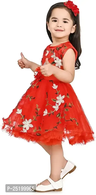 Zenat Girls Silk Blend Regular Fit Midi/Knee Length Casual Dress (Red_1-2 Years) VI002-R-1/2Y-thumb5