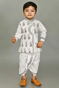 Zenat Boys Cotton Blend Regular Fit Printed Full Sleeve Dhoti  Kurta Set-thumb4