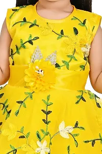 Zenat Girls Silk Blend Regular Fit Midi/Knee Length Casual Dress (Yellow_18-24 Months)-thumb2