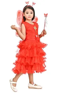 Zenat Girls Silk Blend Regular Fit Above Knee Length Daily Dress with Elegant Design (Red, 12-18 Months)_VI003-thumb1