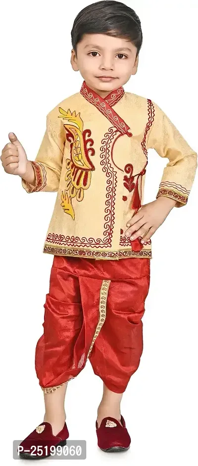 Zenat Boys Cotton Blend Regular Fit Embroidered Full Sleeve Dhoti  Kurta Set