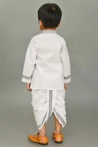Zenat Boys Cotton Blend Regular Fit Printed Full Sleeve Dhoti  Kurta Set-thumb1