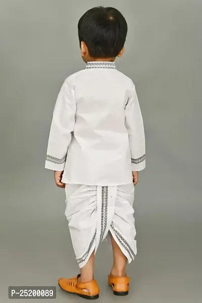 Zenat Boys Cotton Blend Regular Fit Printed Full Sleeve Dhoti  Kurta Set-thumb2