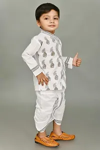 Zenat Boys Cotton Blend Regular Fit Printed Full Sleeve Dhoti  Kurta Set-thumb2