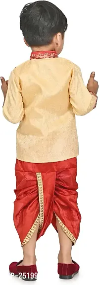 Zenat Boys Cotton Blend Regular Fit Embroidered Full Sleeve Dhoti  Kurta Set-thumb2