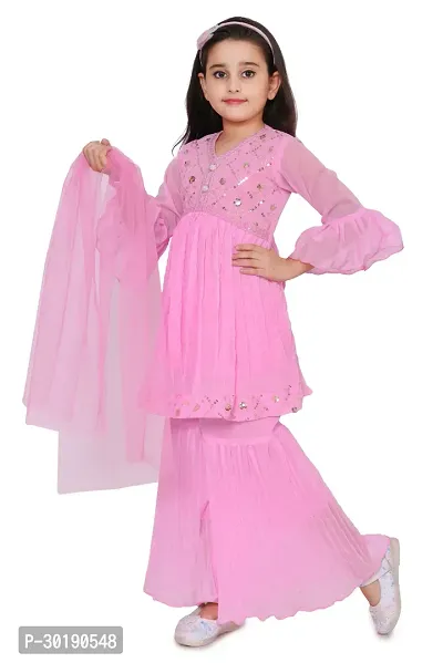 Stylish Pink Georgette Salwar Suit Set For Girls-thumb3