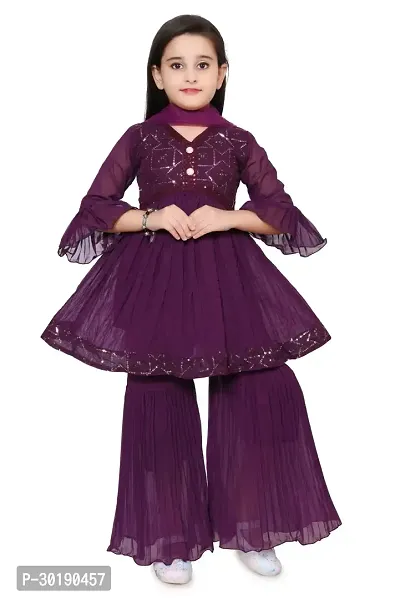 Stylish Purple Georgette Salwar Suit Set For Girls-thumb0