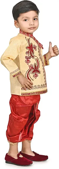 Zenat Boys Cotton Blend Regular Fit Embroidered Full Sleeve Dhoti  Kurta Set-thumb2