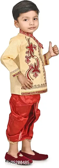 Zenat Boys Cotton Blend Regular Fit Embroidered Full Sleeve Dhoti  Kurta Set-thumb3