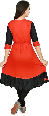 Zenat Women's Cotton Rayon Regular Fit Casual Wear 3/4 Sleeve Kurta_AKMT62-thumb1