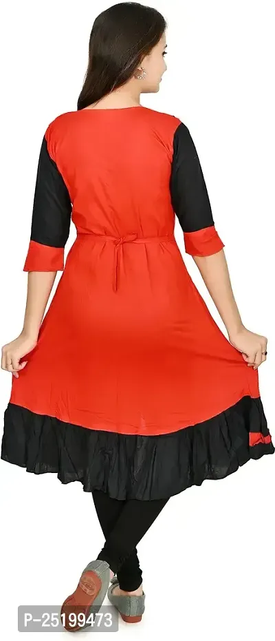 Zenat Women's Cotton Rayon Regular Fit Casual Wear 3/4 Sleeve Kurta_AKMT62-thumb2