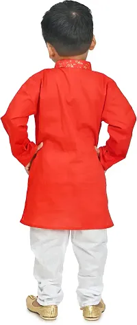 Stylish Red Cotton Blend Kurta Sets For Boys-thumb1