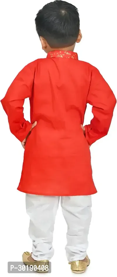 Stylish Red Cotton Blend Kurta Sets For Boys-thumb2