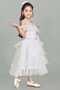 Zenat Girls Net Regular Fit Maxi/Full Length Casual Dress (White_5-6 Years) AK5-W-5/6-thumb2