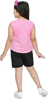Zenat Girls Polycotton Regular Fit Round Neck Half Sleeve Casual Wear Top  Shorts Set-thumb1