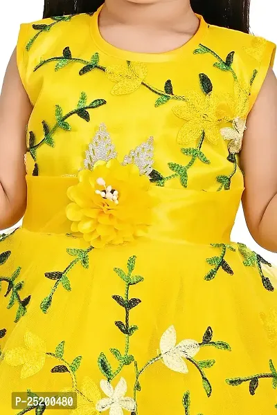 Zenat Girls Silk Blend Regular Fit Midi/Knee Length Casual Dress (Yellow_12-18 Months) VI002-Y-12/18M-thumb3