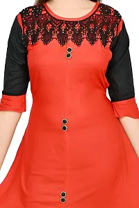 Zenat Women's Cotton Rayon Regular Fit Casual Wear 3/4 Sleeve Kurta_AKMT62-thumb3