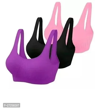 Sports Bra Combo Pack for Gym Yoga Exercise Running Workout Regular Daily use PACK OF 3-thumb0