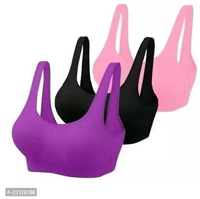 Womens Wire Free Seamless Sports Bra, for Running, Athletics, Excercise PACK OF 3-thumb0