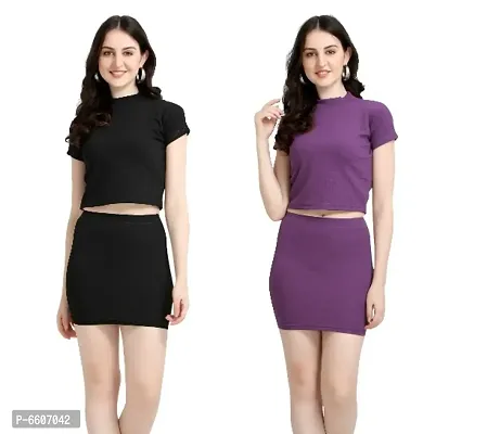 Casual Regular Sleeves Solid Top and Bottom For Women (Combo Pack 2 )