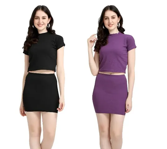 Casual Regular Sleeves Solid Top and Bottom For Women (Combo Pack 2 )