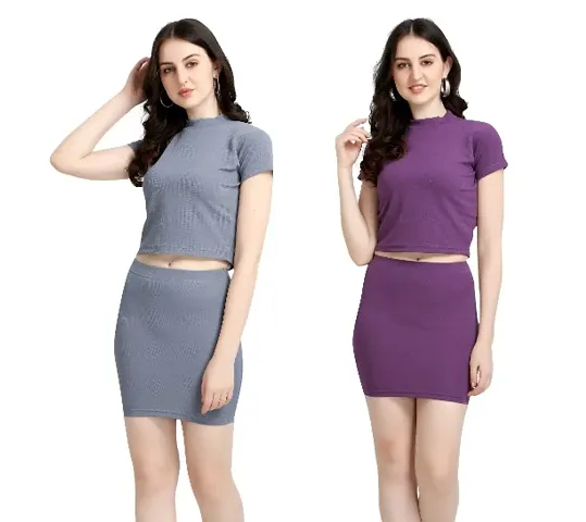 Casual Regular Sleeves Solid Top and Bottom For Women (Combo Pack 2 )