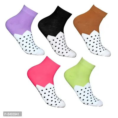 Latest Winter Look Multicolor Cotton Self Design Ankle Length womens Socks (Pack Of 05)-thumb0