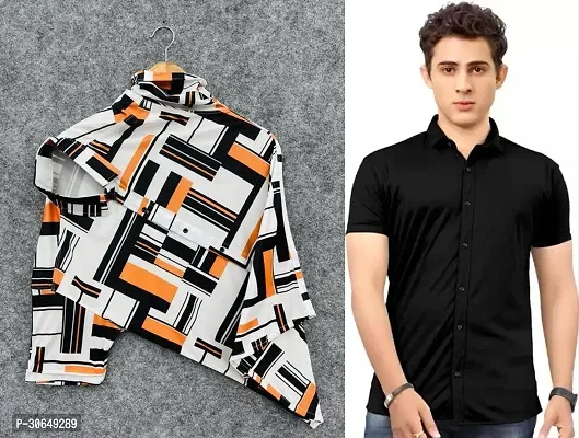 Stylish Cotton Spandex Half Sleeve Shirts For Men Pack of 2