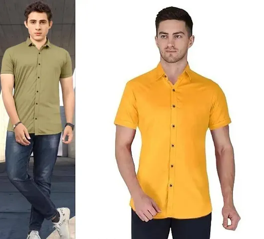 Comfortable Cotton Blend Short Sleeves Casual Shirt 